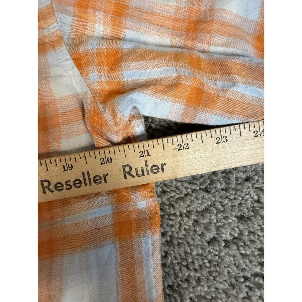 Columbia Shirt Mens M Orange Long Sleeve Button Up Plaid Lightweight Breathable